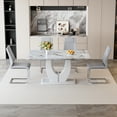 thumbnail image 2 of NYEESS 63 inch White Marble Dining Table Set with 4 Light Gray PU Chairs, Modern Rectangular Dining Room Furniture, 2 of 9