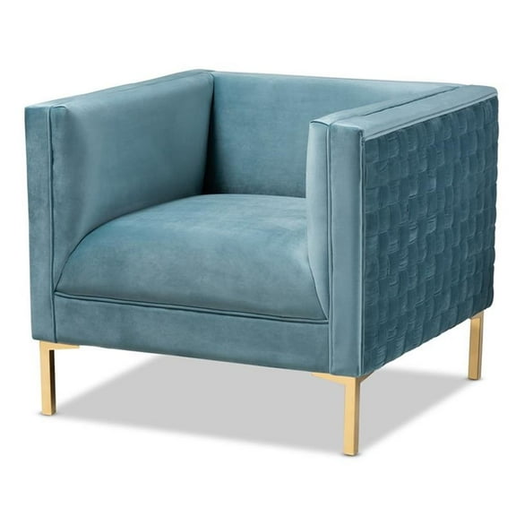 Bowery Hill Contemporary Light Blue Velvet Armchair
