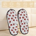 thumbnail image 2 of Fotbe Red Ladybugs On Black Dotted Pattern Women's Fuzzy Slippers Plush Slippers Fluffy Winter House Shoes Indoor and Outdoor-Medium, 2 of 8