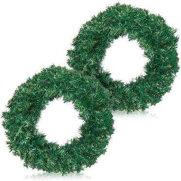 Decorative Green Christmas Wreaths for Front Door, Xmas Holiday and Home Decorations, 14 in.
