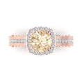 thumbnail image 2 of 2.7ct round cut brown natural morganite 18k rose gold halo Bridal Wedding Engagement Promise Anniversary Ring for Women size 6, 2 of 7