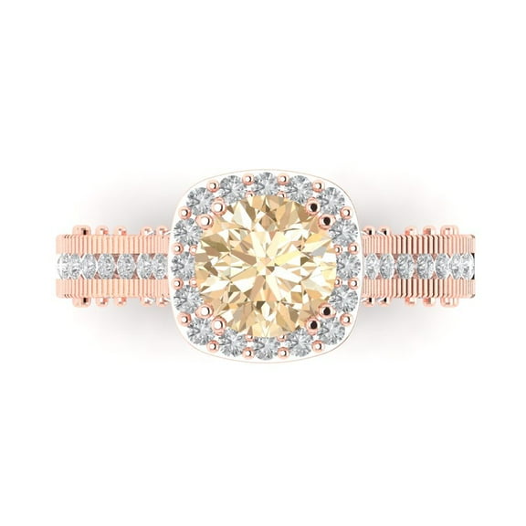 Halo Engagement Ring for Women - 2.37ct Natural Morganite in 18K Rose Gold Promise Ring