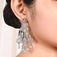 thumbnail image 3 of Ratnavali Jewels Silver Plated Cubic Zirconia Dangle Drop Chandelier Earrings For Women Statement Jewelry Wedding Brides (Mint Green), 3 of 3