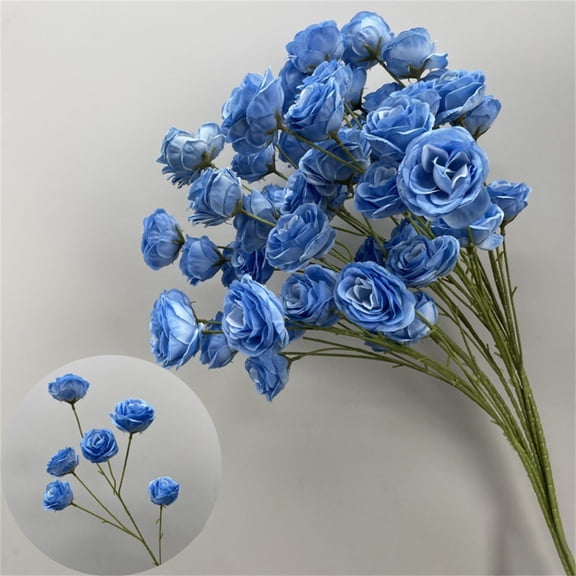 Clearance Under $3 Artificial Rose Spray 6-Head Rose Bouquet For Living Room Vase Filler,Plastic (F) (1Pc)