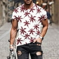 thumbnail image 2 of Camisetas de Manga Larga para Hombres Imprimir Fallow Cuello Redondo Camiseta, Moda Casual Manga Corta Mezcla de Algodón/Lino, 2 of 9