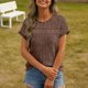 thumbnail image 5 of TaTaai 2026 Summer Women’s Ribbed Sheer Trim Tee Short Sleeve Loose Blouse Casual Solid Color Fashion Top Brushed Patchwork Polyester Daily Shirt Gift, 5 of 8