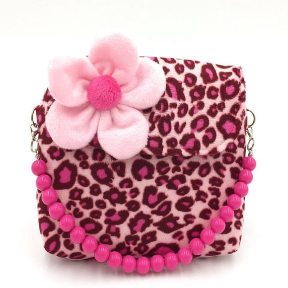 LNGOOR Plush Flower Handbag Children‘s Shoulder Bag Toddler Plush Bag Round Purse Kid‘s Crossbody Princess Handbags Perfect Girl‘s Gift Cute Mini Princess Little Girl‘s Beauty Set