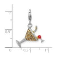 thumbnail image 5 of Sterling Silver Martini Glass Charm with Orange Cubic Zirconia and Red Enamel for Women, Cocktail Style Pendant Symbolizing Celebration and Nightlife, Festive Jewelry for Bracelets, 5 of 7