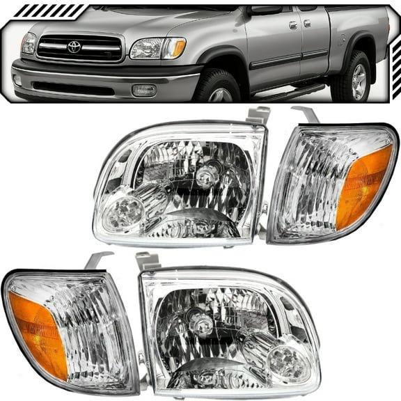 EPIC LIGHTING Halogen Replacement Spec Headlights Regular & Access Cab Compatible with TOYOTA 05-06 TUNDRA [ TO2502166 TO2530148 811500C040 815200C040 ] Combo
