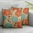 thumbnail image 3 of MLJA  Throw Pillow Covers Elegant Orange Teal Cream Brown Peonies Print Pattern Popular Cushion Decorative Pillowcases Square Pillowcase Hidden Zipper, 3 of 5