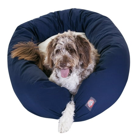 UPC: 0788995612520 | Majestic Pet Poly/Cotton & Sherpa Bagel Dog Bed Machine Washable Blue Extra Large 52  x 35  x 11