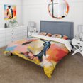 thumbnail image 1 of Designart "Charming Penguin Parade" Penguin Bedding Covert Set - Animals Black Modern Bed Set With 2 Shams, 1 of 1