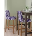 thumbnail image 2 of Purple Boho Bar Stool Covers Set of 4, Vintage Classic Bohemia Flower Textured Stretch Washable Bar Chair Covers with Backs, Removable Pub Counter Height Chair Cover for Kitchen Dining Room Cafe, 2 of 7