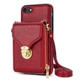 thumbnail image 6 of ELEHOLD Crossbody Wallet Case for iPhone 7/8/SE 2020 2022 4.7",Premium Leather Case with Card Holders Zipper Pocket Metal Snap Stand Function Detachable Shoulder Strap Luxury Case for Women,Red, 6 of 11