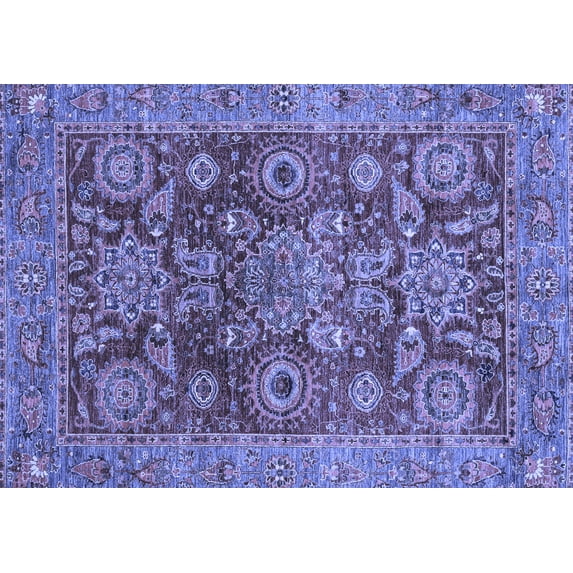 Ahgly Company Machine Washable Indoor Rectangle Abstract Blue Modern Area Rugs, 7' x 9'
