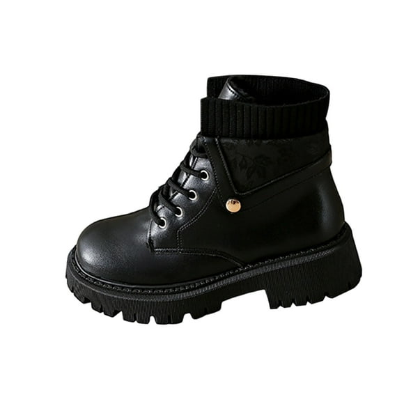 Birdeem Women's Winter Ankle Boots, Casual Solid Color, Printed Round Toe, Lace-Up Front, Low Heel Design, Women's Winter Boots, Women's Boots Ankle