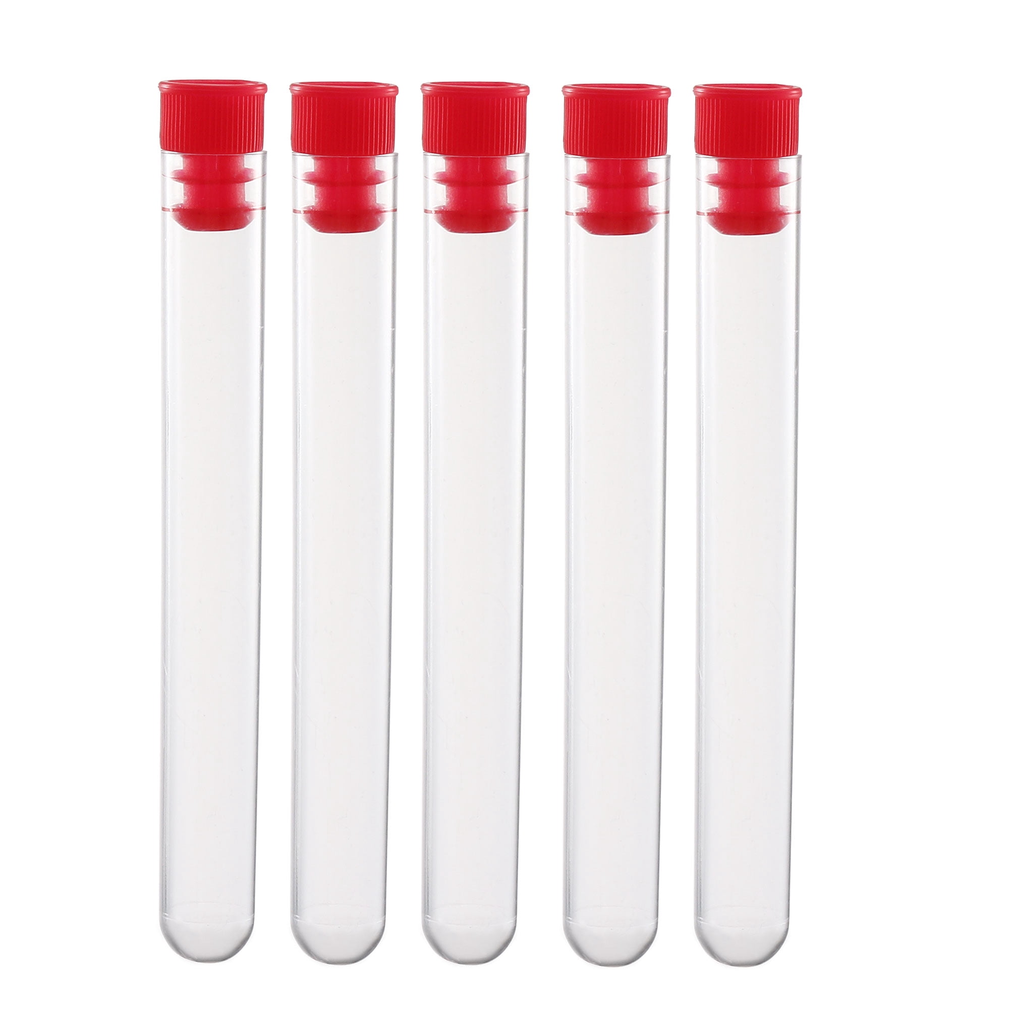 20Pcs Centrifuge Test Tubes Round Bottom Polystyrene with Red Cap