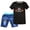 J, variant on EnJoCho Children's Sportswear T Shirt + Trousers Short Sleeve + Jeans Football Print Germany Track Clothes for Girls