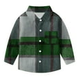 thumbnail image 4 of Eltusu Baby Boys Plaid Shirts, Long Sleeve Casual Lapel Collar Comfort Button-Down Shirts Green Size 12-18 Months, 4 of 5
