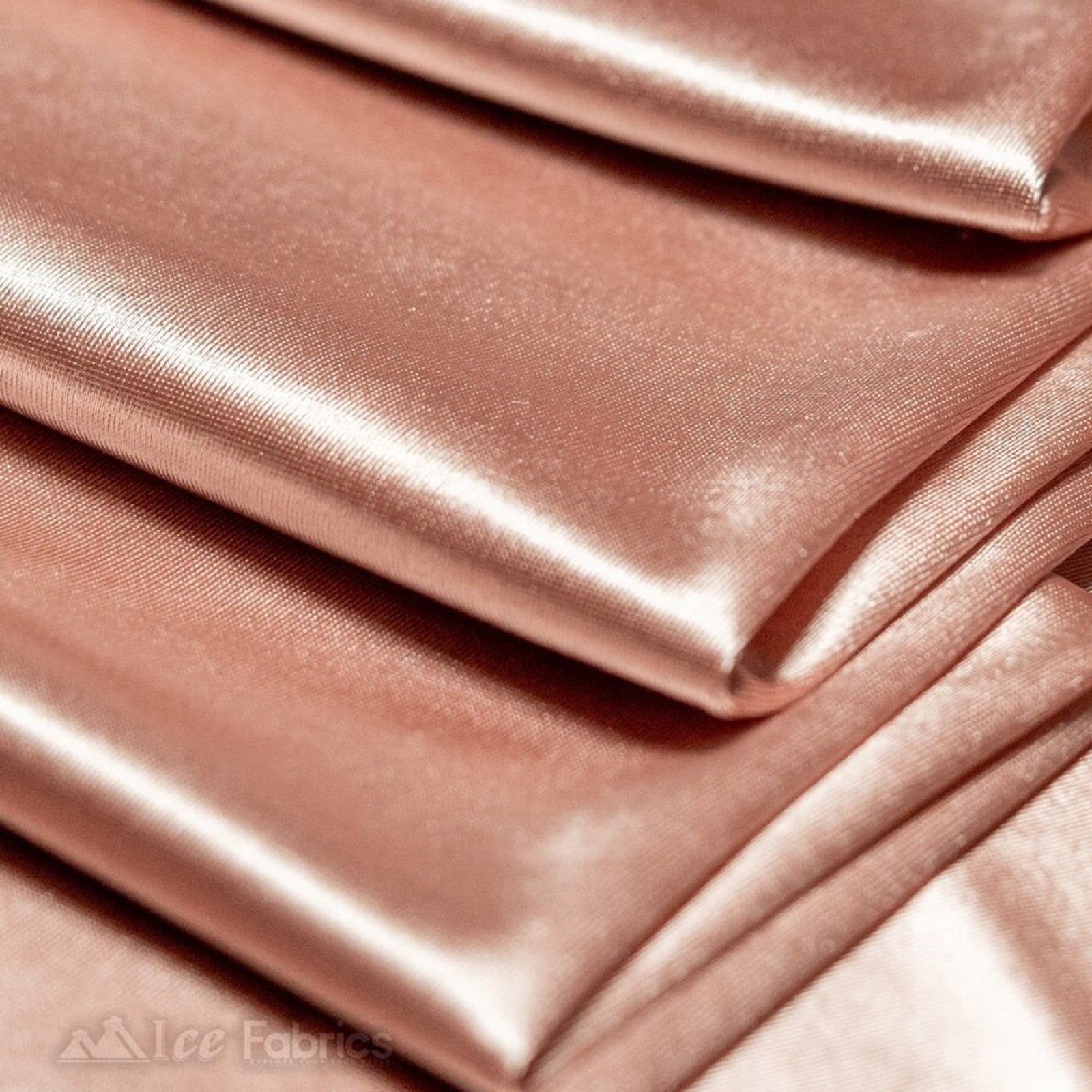 4 Way Stretch Silky Spandex Satin Fabric by the Yard - 60" Wide Shiny Satin Spandex Fabric for Dresses, Active Wear, Yoga Pants, Table Cloth - Blush - 5 Yards