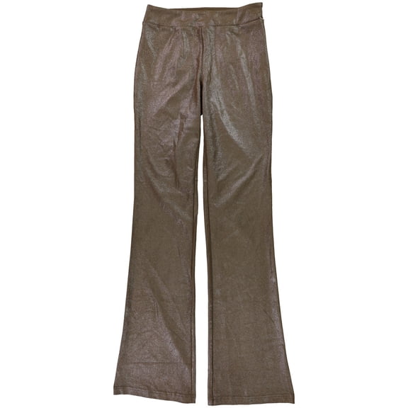 GUESS Womens Shiny Faux Suede Bootcut Casual Leggings, Metallic, Small