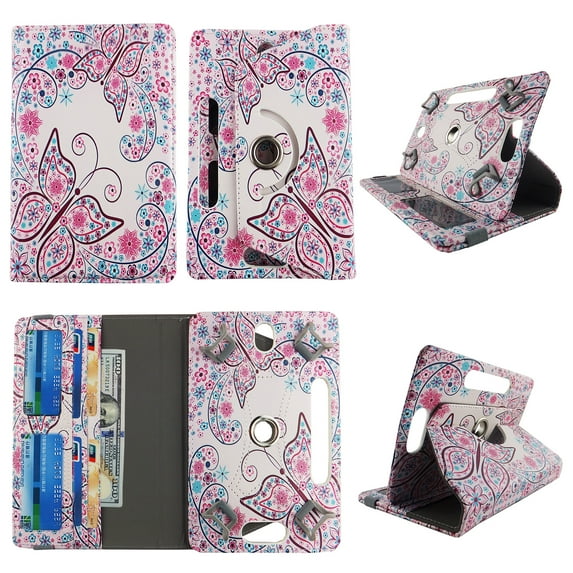 Wallet Style Folio for Sony Xperia Z3 Compact 8 inch case coby polaroid tablet 8" Slim Fit Standing Protective lightweight universal PU leather Cash Pocket stand cover Flowery Butterfly