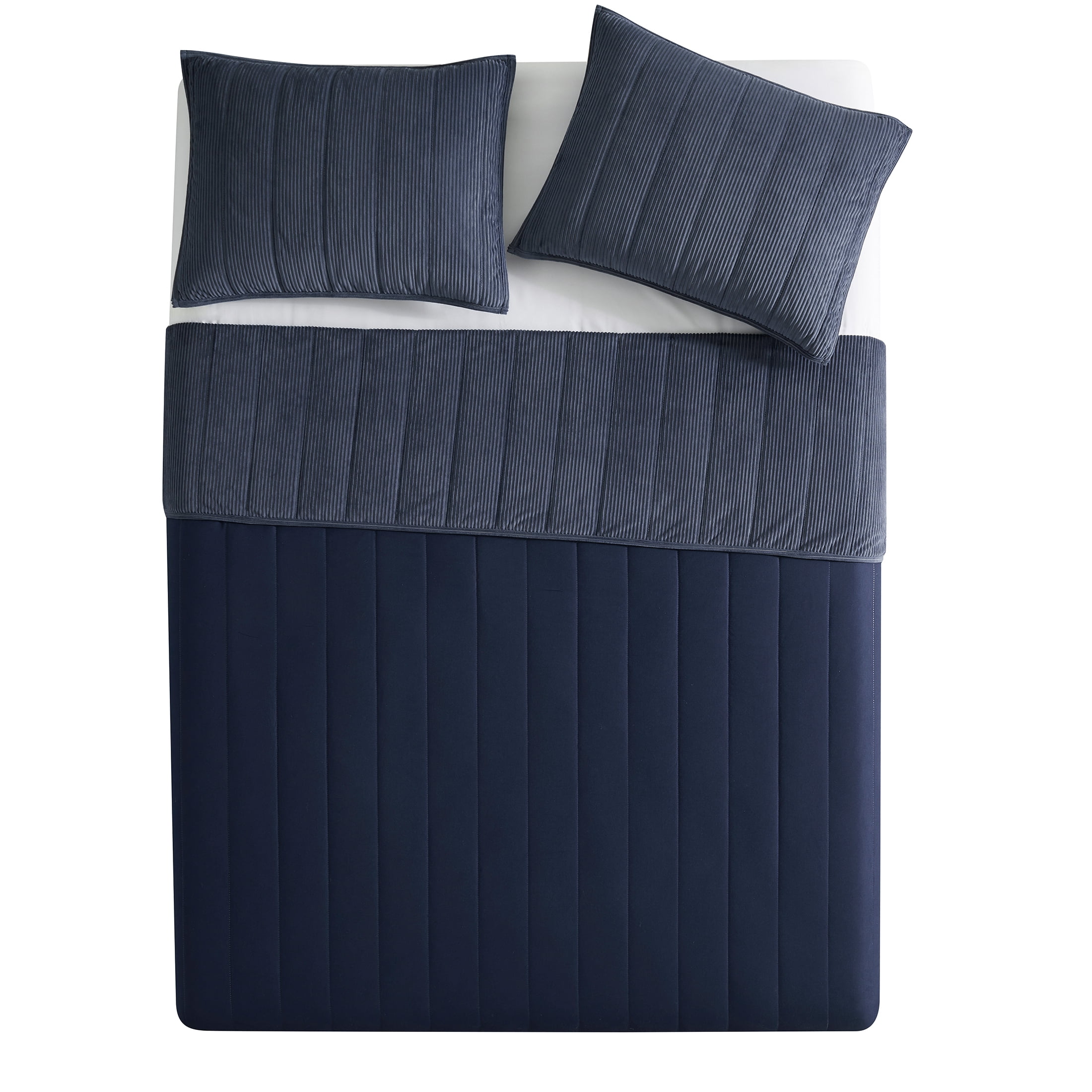 Mainstays King Quilt - Navy Blue Corduroy, Reversible Bedding