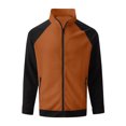 thumbnail image 6 of Goodtrade8 Color Block Mens Jackets Zip up Shirt Jacket Pocket Caramel Casual Stand Collar Outdoor Mens Coats Big and Tall, 6 of 6