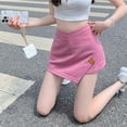 thumbnail image 5 of Slatcetga Skirt High V Waist A Line Irregular Hem Plain Stylish Spicy Miniskirt for Street Daily Pink M, 5 of 8