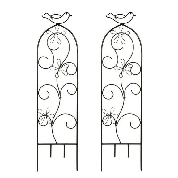 Hosley Set of 2 Iron Wave Pot Trellis 28 Inch H Ideal Gift for Floral Arrangements Wedding Party and Use Next to Structures Home or Office or in Planters for Growing Floral Plants Vines and Vegetable