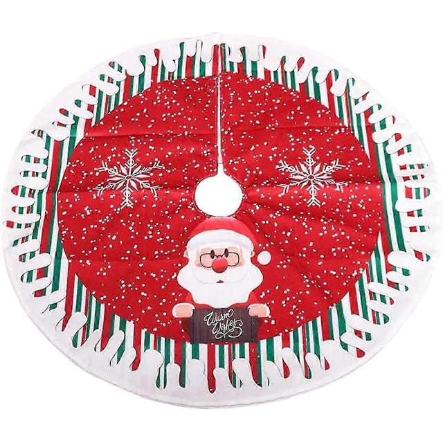 Round Christmas Tree Skirt, Christmas Tree Skirt, Christmas Tree Apron, Christmas Tree Rug with Snow