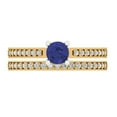 thumbnail image 2 of Clara Pucci 14K Yellow/White Gold Round Cut 0.5Ct Simulated Tanzanite Engagement Ring + Matching Band - Luxury Box Included, 2 of 7