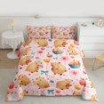 thumbnail image 2 of Homewish Cute Capibara Animal Bedding Comforter Set for Teen, Kawaii Bowknot Twin Comforter Sets, Pink Cartoon Theme Reversible Bedding Set, Microfiber Bedroom Decor, 2-Piece, 2 of 8