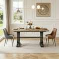 thumbnail image 4 of Fnova 63" Modern Dining Table, Rectangular Wooden Top Kitchen Table, Stylish Metal Trestle Legs, Seats 4 to 6 for Dining Room & Kitchen, Living Room, 4 of 20