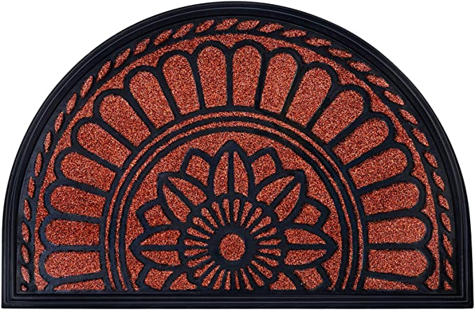 Heavy Duty Half Round Door Mat Non Slip Welcome Entrance Way Rug Durable 24/"x36/"