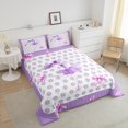 thumbnail image 4 of Erosebridal Ballet Princess Bedding King Comforter Set,Purple Bow Bedding Sets King with Comforter,Microfiber Reversible Comforter Sets King Size,Flower Decoration,3pcs, 4 of 8