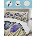 thumbnail image 4 of Quilts Twin XL Size, Blue Purple Spring Floral Soft Comforter Bedding Set for Bed, Summer Botanical Tulip Vintage Lightweight Quilted Bedspread with Pillow Cover(2 Pieces) for All Season, 68x98 Inch, 4 of 6