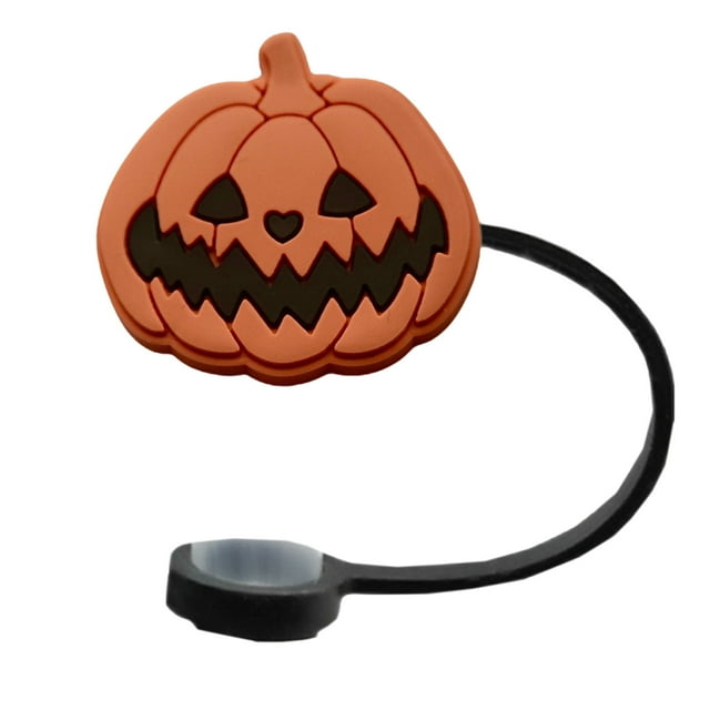Aihimol 10Pcs Halloween Straw Cover Straw Decoration Buckle Pvc Soft Glue Straw Plug