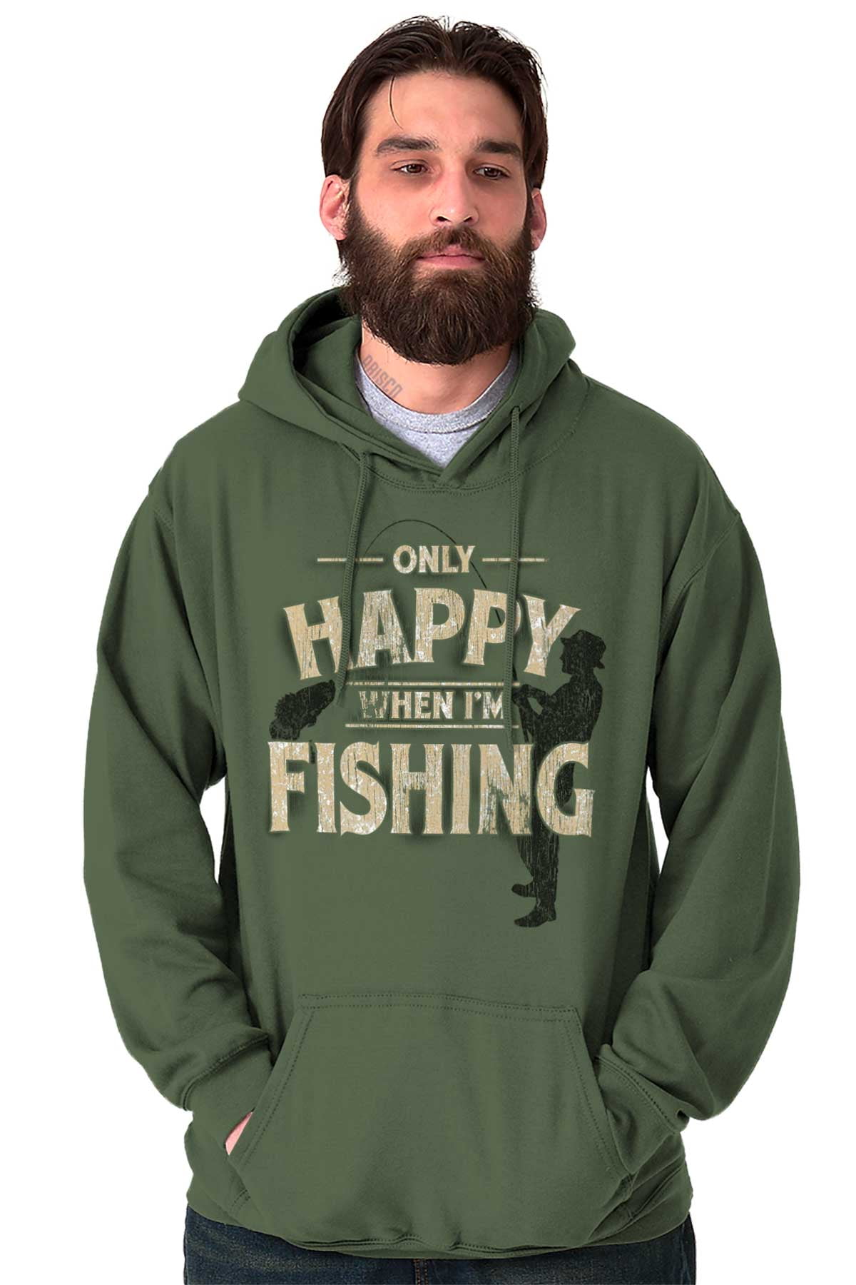 Fishing Funny Happy Angler Fishermens Hoodie Hooded Sweatshirt Men Brisco Brands X