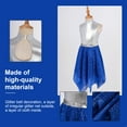thumbnail image 3 of Aislor Big Girls Kids Sparkly Metallic Irregular Hem Lyrical Ballet Dance Dress Latin Modern Contemporary Dancewear Royal Blue 6, 3 of 7