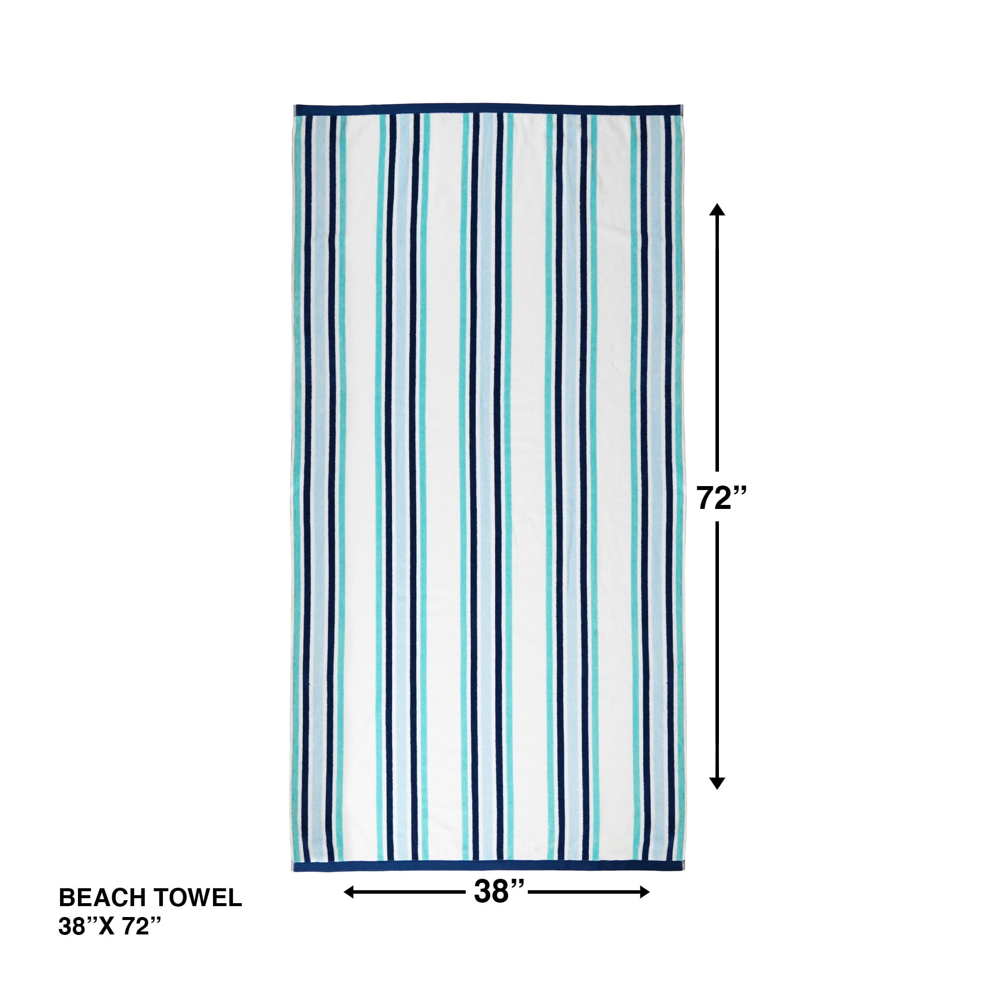 Better Homes & Gardens Oversized Cotton Blend Cabana Beach Towel, 72" x 38", Blue