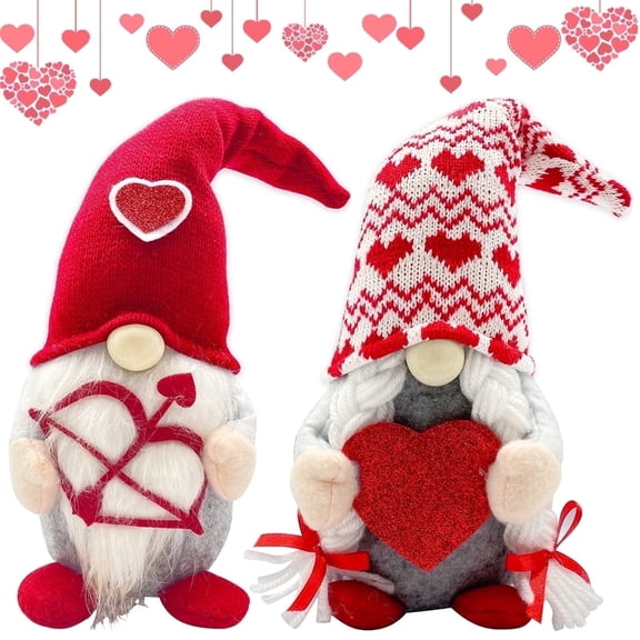 Molumo Valentines Day Decor 2 packs Valentine Day Gnomes Plush Decorations for Home Table Decor Vday Gifts for Her