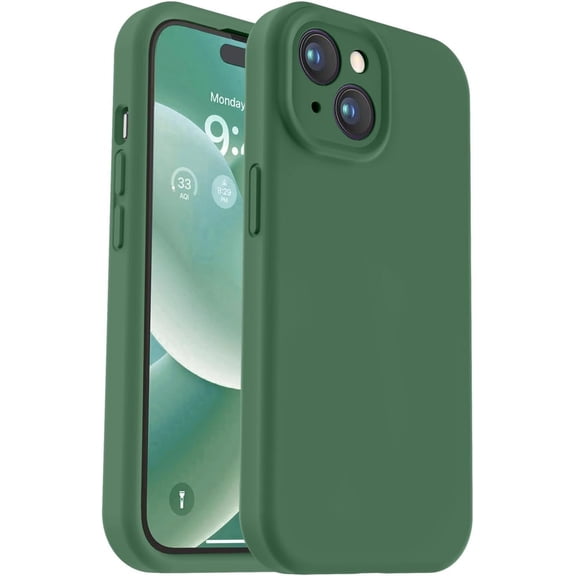 Compatible with iPhone 15 Plus Case, Upgrade Defender Liquid Silicone, [Full Covered Camera] [Soft Microfiber Lining] Shockproof Phone Case for iPhone 15 Plus 6.7 inch -  Green