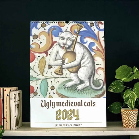 2026 New The New Year Gift--Weird Medieval Cats Calendar 2024
