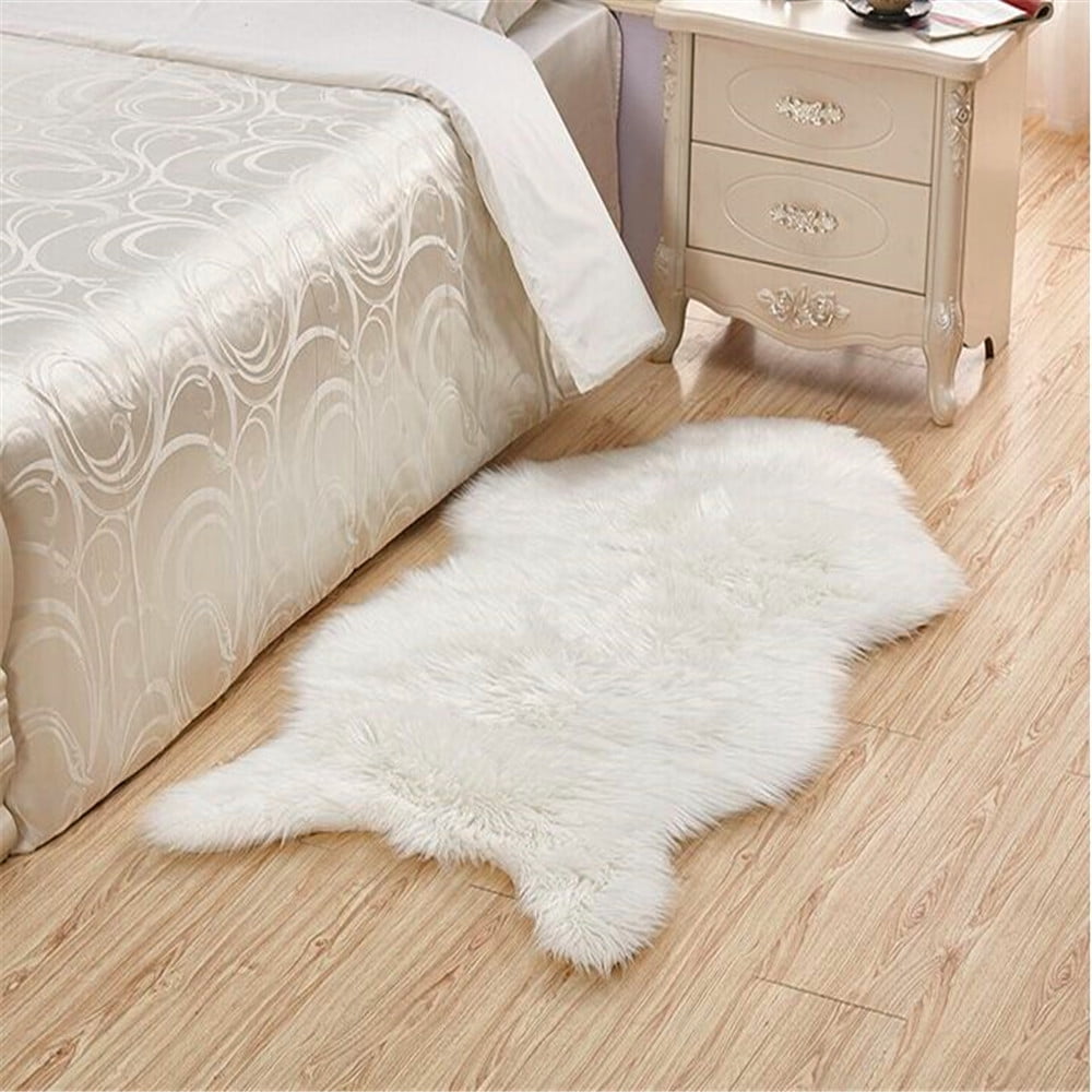 Faux Sheepskin Rug Fluffy Area Rug Shaggy Silky Throw Rug Floor