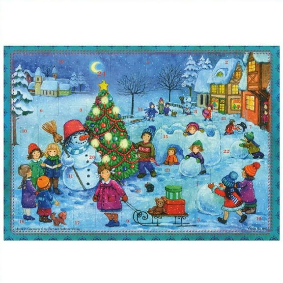 Let's Build a Snowman Winter Snow Scene German Christmas Advent Calendar Germany