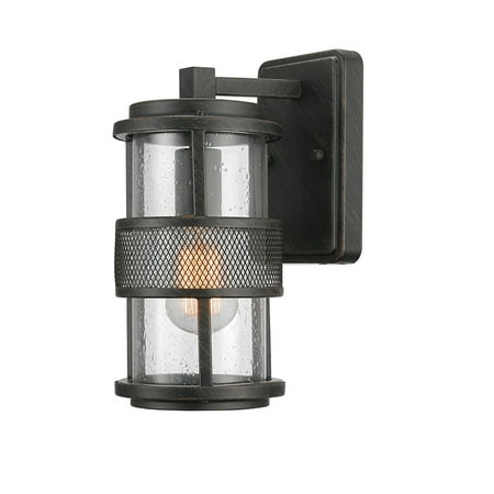 Globe Electric Bronson 1 Light Dark Brushed Bronze Outdoor Indoor Wall Sconce With Seeded Gl Shade 44100 Globe Electric Bronson 1 Light Dark Brushed Bronze Outdoor Indoor Wall Sconce With Seeded Gl Shade 44100