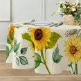 thumbnail image 3 of Round Sunflower Tablecloth 60x60 inch, Waterproof Wrinkle Resistant Durable Polyester Table Cover Spring Summer Watercolor Floral Tablecloth for Indoor and Outdoor, Holiday Kitchen Dining and Parties, 3 of 6