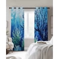 thumbnail image 4 of Blue Green Coral Kitchen Curtains Summer Watercolor Ocean Plant Cafe Short Curtains for Bathroom Blackout Window Curtain Grommet Small Window Treatment Tier Drapes for Bedroom Living Room 27.5"x39"x2, 4 of 9