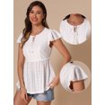 thumbnail image 2 of DARING DIVA Women's Flutter Sleeve Boho Tassel Peplum Blouses XS White, 2 of 6